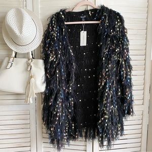 A.Z.I Fringe Knit Sweater Coat - S